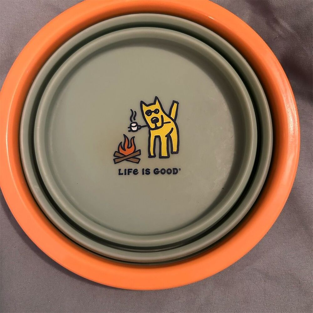 Life is Good Collapsible Travel Pet Bowl 34 oz Multicolored